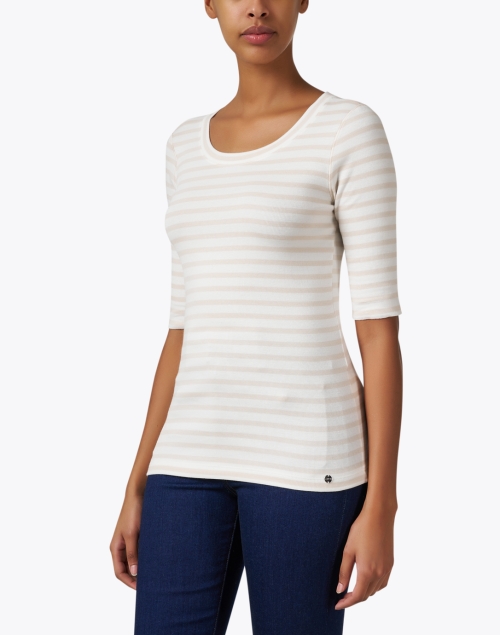 Front image - Marc Cain - Beige Striped Top