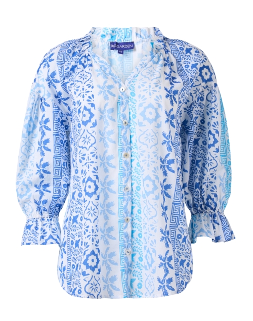 Product image - Ro's Garden - Rachel Blue and White Print Cotton Blouse