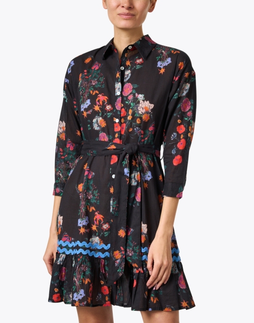 Front image - Ro's Garden - Highland Black Multi Print Shirt Dress 