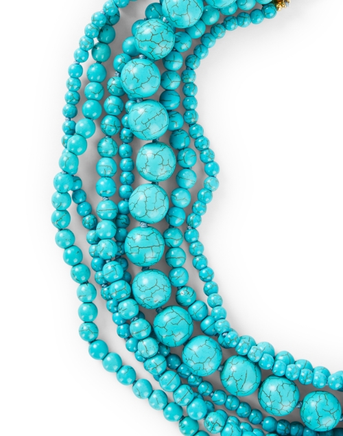 Front image - Kenneth Jay Lane - Turquoise Multi Strand Beaded Necklace