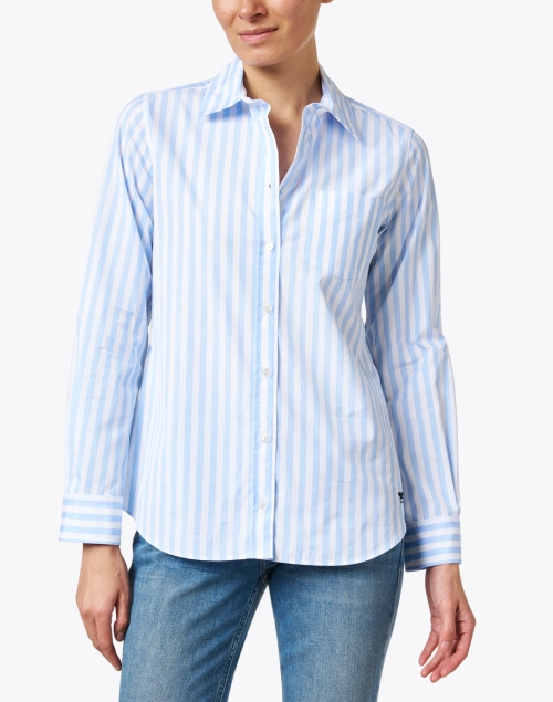 Front image - Weekend Max Mara - Armilla Blue and White Cotton Shirt