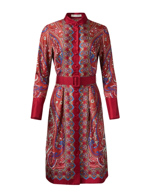 Product image - Rani Arabella - Red Paisley Print Silk Shirt Dress