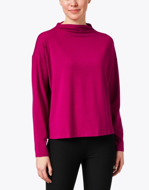 Front image - Eileen Fisher - Magenta Stretch Jersey Top
