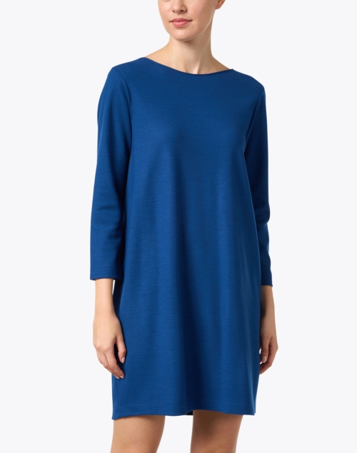 Front image - Harris Wharf London - Blue Merino Wool Dress