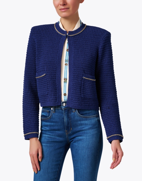 Front image - Shoshanna - Maeve Blue Knit Jacket