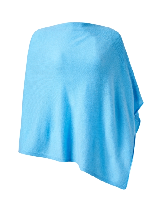 Kinross Blue Cashmere Rib Detail Poncho