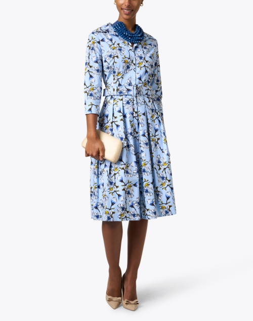 Audrey Blue Magnolia Print Dress