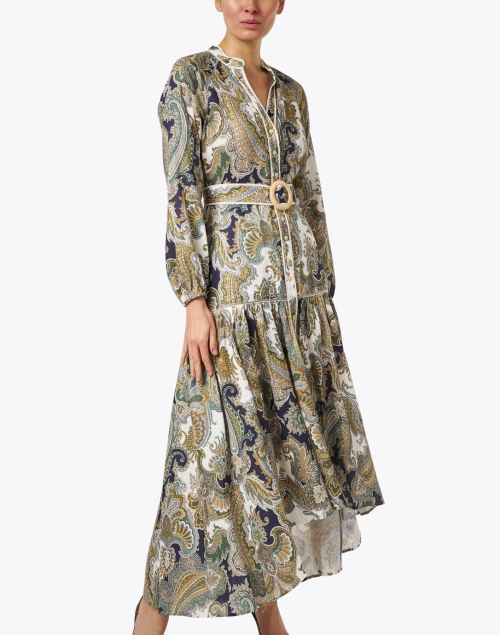 Front image - Veronica Beard - Kadar Multi Print Linen Dress