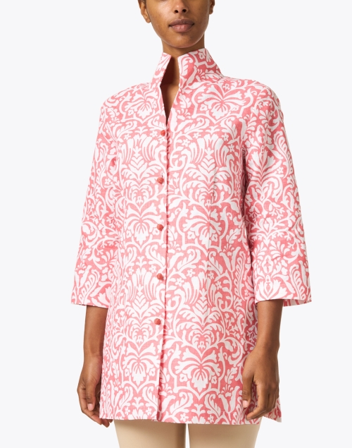 Front image - Connie Roberson - Rita Pink Print Linen Jacket