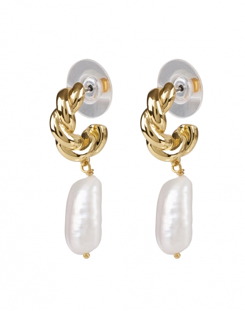 Mignonne Gavigan - Mira Gold and Pearl Huggie Hoop Earrings