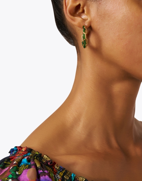 Look image - Gas Bijoux - Mako Gold and Green Beaded Hoop Earrings