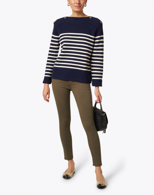 Poete Navy and White Striped Wool Sweater