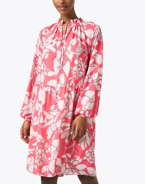 Front image - Marc Cain - Floral Print Ruffle Collar Dress