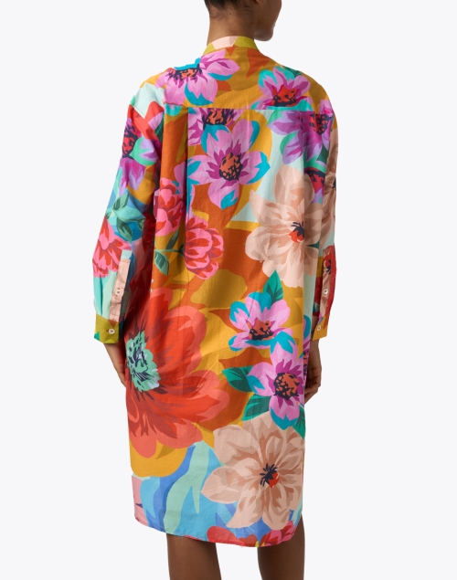 Back image - Megan Park - Lucia Multi Print Cotton Shirt Dress