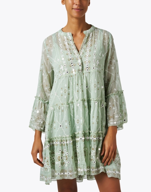 Front image - Juliet Dunn - Green Mosaic Print Dress