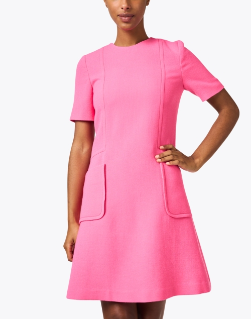 Front image - Jane - Pia Pink Wool Crepe Shift Dress
