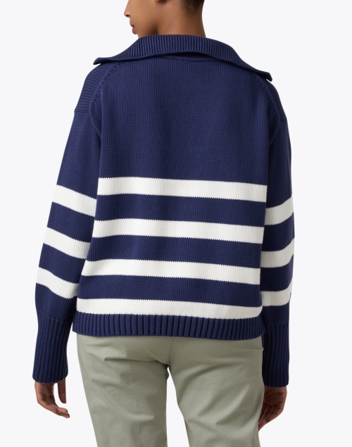 Back image - White + Warren - Navy and White Cotton Sweater