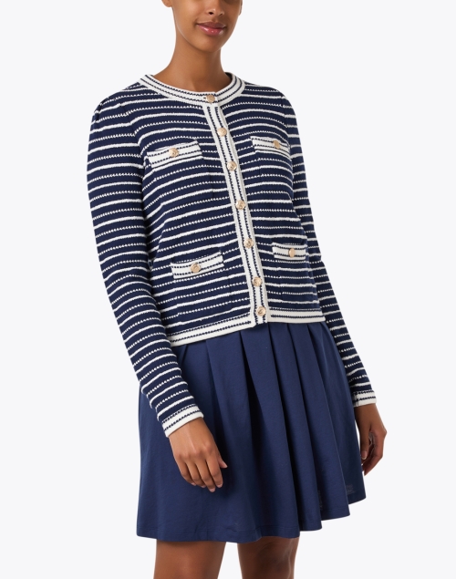 Front image - Weill - Suzann Navy and White Striped Jacket