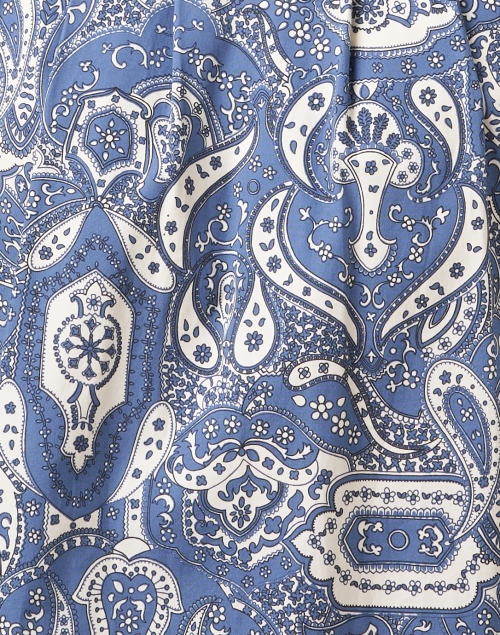 Fabric image - Veronica Beard - Karmi Blue Paisley Print Shirt Dress