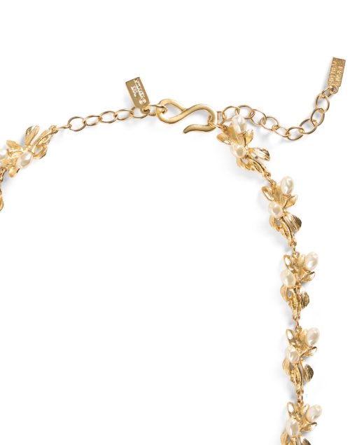 Back image - Kenneth Jay Lane - Gold and Pearl Floral Necklace
