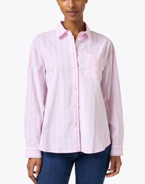 Front image - A.P.C. - Pink Striped Cotton Button Down Shirt