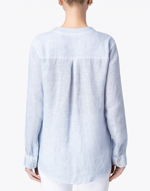 Back image - 120% Lino - Sky Blue Embellished Linen Shirt