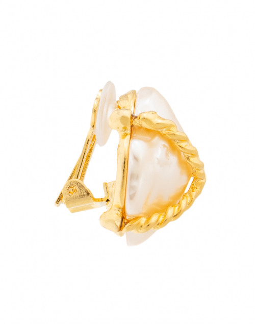 Kenneth Jay Lane - Gold Braided X Pearl Clip-On Earrings 