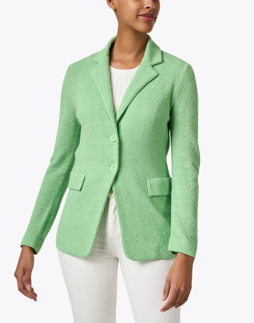 Front image - Amina Rubinacci - Pompei Green Cotton Linen Jacket