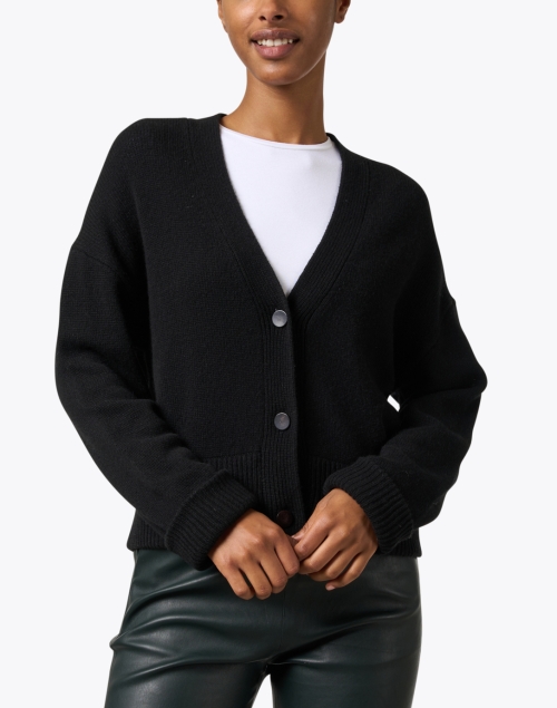 Front image - Vince - Black Wool Cashmere Cardigan