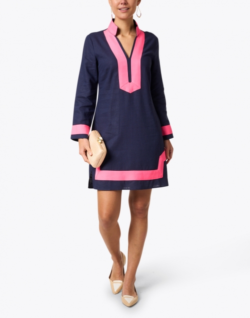 Navy and Pink Linen Tunic