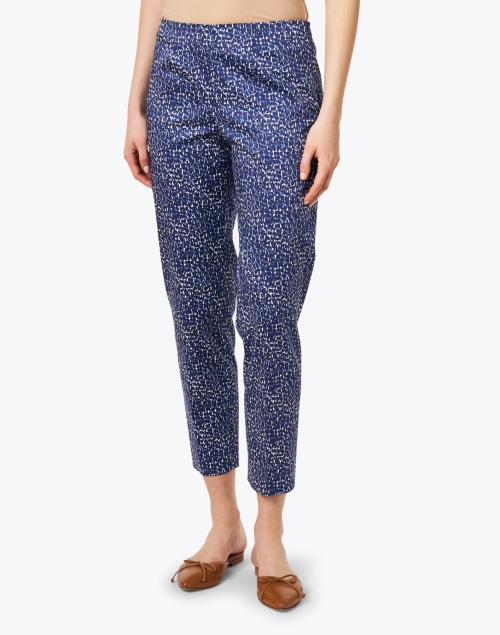 Front image - Piazza Sempione - Monia Blue and White Print Pant