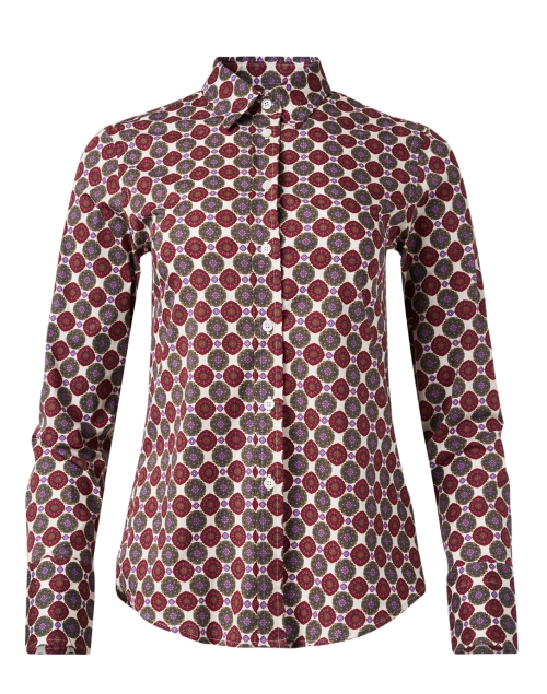 Product image - Caliban - Cream and Red Geo Print Stretch Cotton Shirt