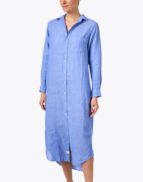 Front image - Frank & Eileen - Rory Blue Linen Shirt Dress