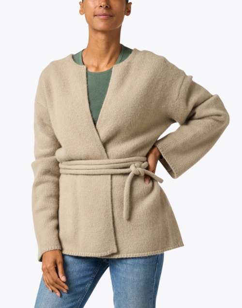 Front image - Joseph - Beige Belted Cashmere Cardigan