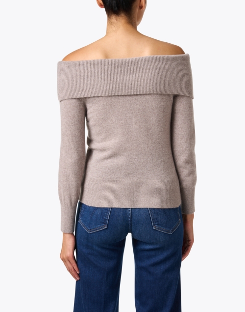 Back image - White + Warren - Taupe Cashmere Bardot Sweater