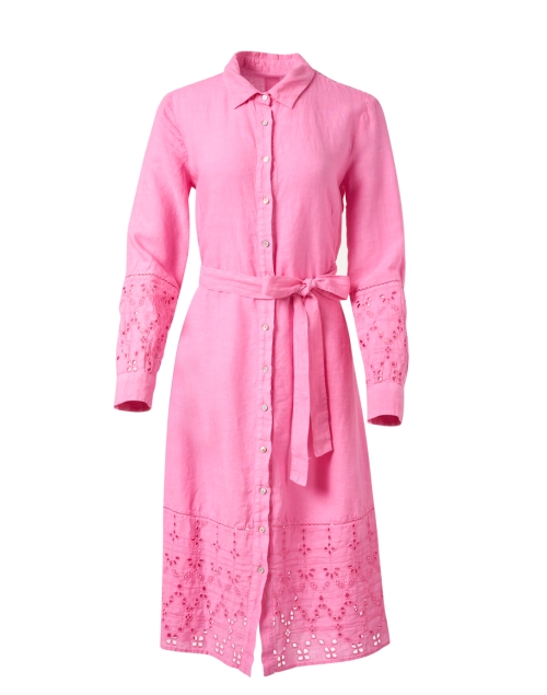 120% Lino Aurora Pink Linen Shirt Dress