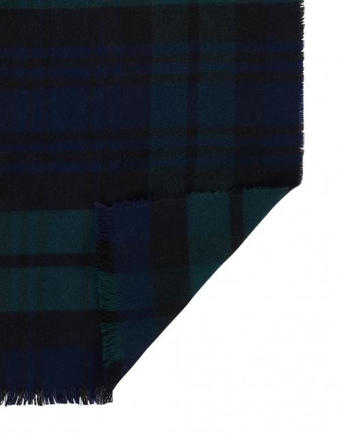 Back image - Johnstons of Elgin - Navy and Green Tartan Extra Fine Wool Scarf