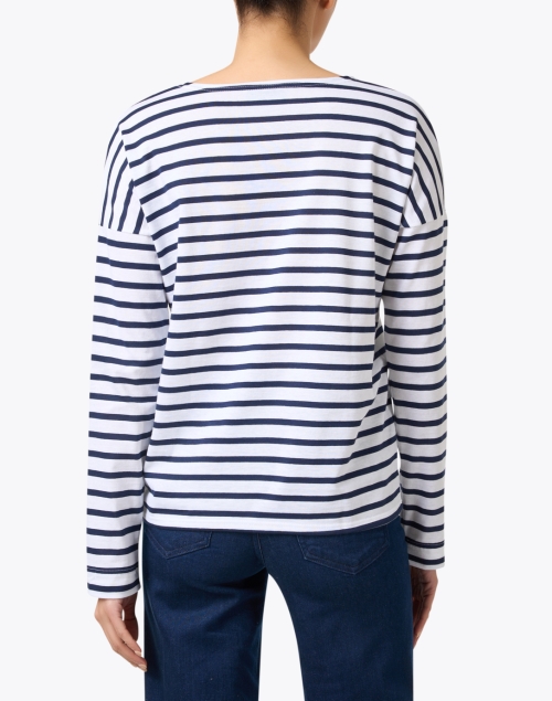 Back image - Saint James - Minq White and Navy Striped Top