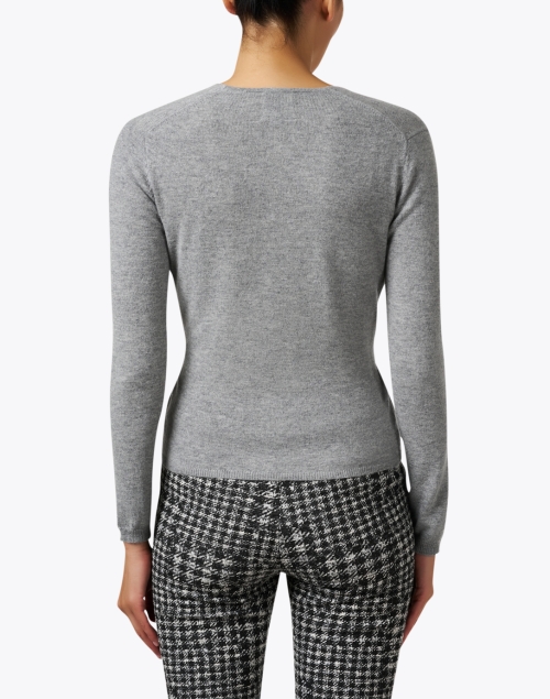 Back image - Allude - Grey Wool Cashmere Wrap Sweater 