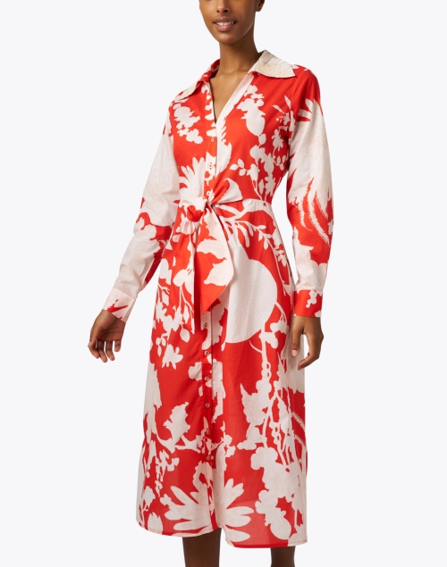 Front image - Figue - Kate Red and White Floral Shirt Dress