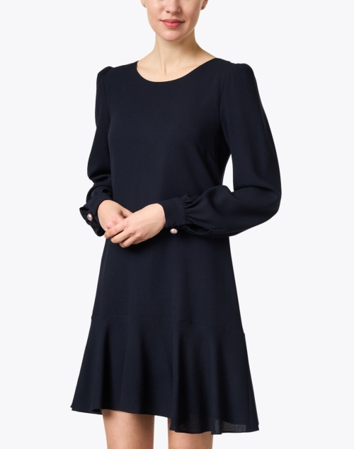 Front image - Jane - Polly Navy Wool Crepe Dress