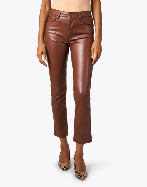Front image - Mother - The Dazzler Brown Faux Leather Pant