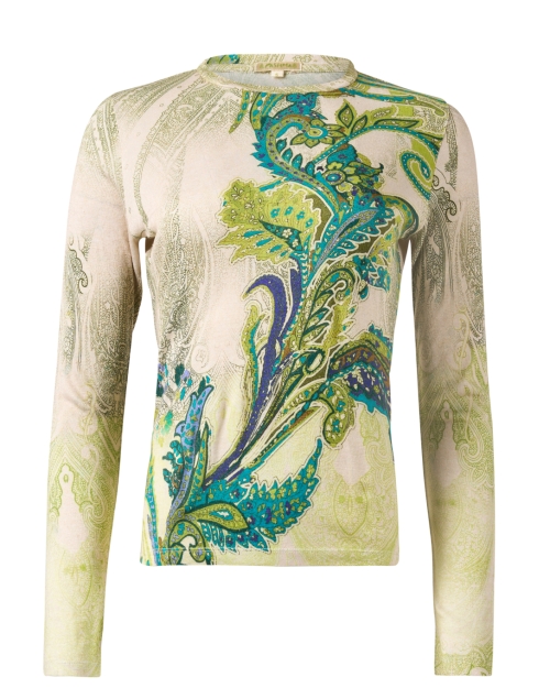 Product image - Pashma - Green Paisley Print Cashmere Silk Sweater