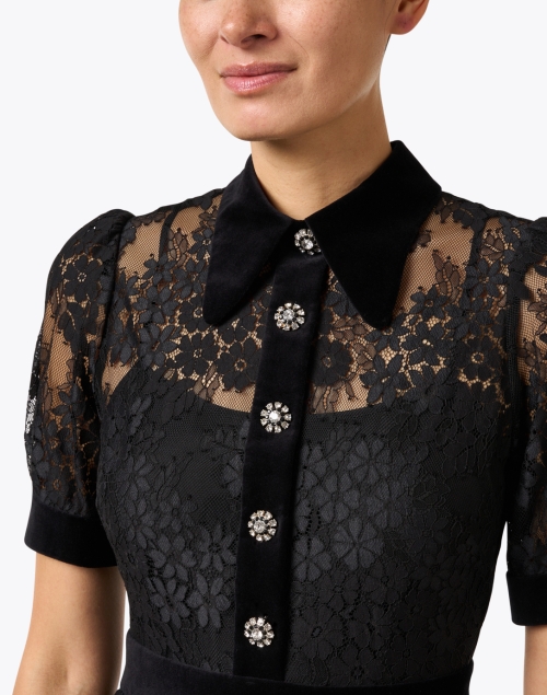 Extra_1 image - L.K. Bennett - Lisbet Black Lace and Velvet Dress