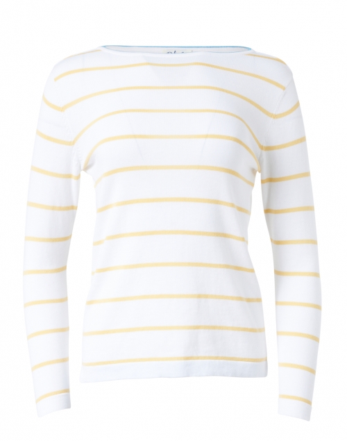 Product image - Blue - White and Yellow Stripe Pima Cotton Boatneck Sweater