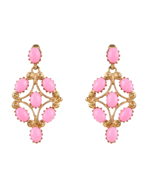 Product image - Kenneth Jay Lane - Pink Cabochon Drop Clip Earrings