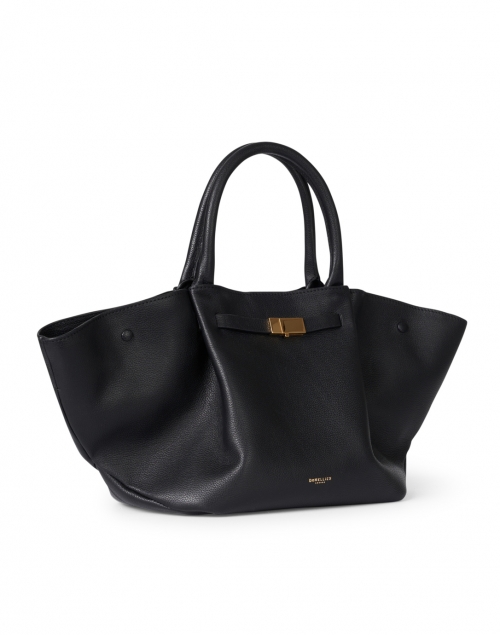 Front image - DeMellier - Midi New York Black Leather Tote