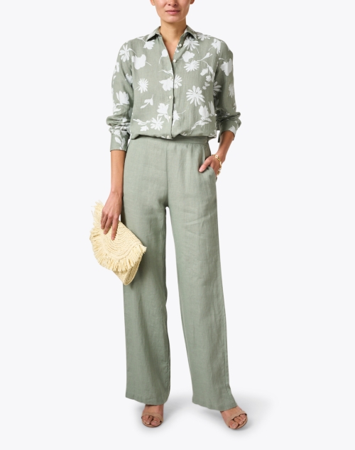 Look image - Rosso35 - Sage Green Linen Straight Leg Pant