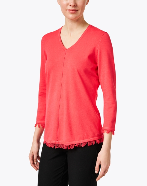 Front image - J'Envie - Coral Pink Fringe Hem Sweater
