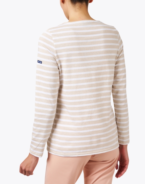 Back image - Saint James - Minquidame Beige and White Striped Cotton Top